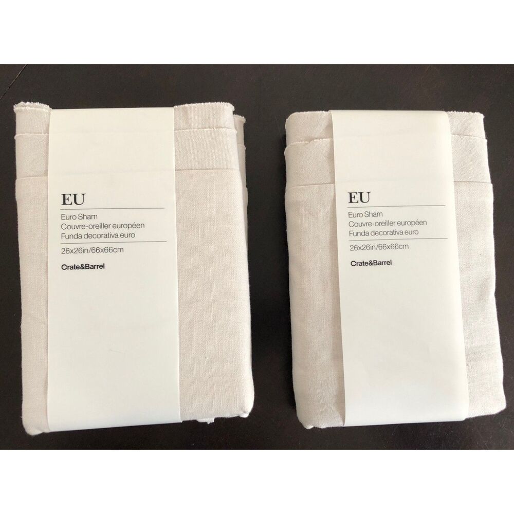 NEW/Unopened - Set Of 2 Crate And Barrel “Bianca” White/Gray Euroshams